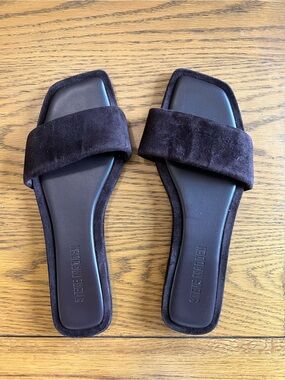 Steve Madden Brown Suede Slide Sandals